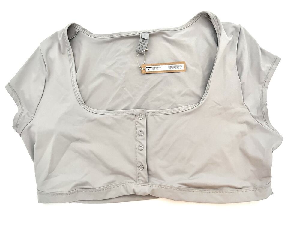 Skims 4X Swim Women’s Super Crop T-Shirt Chrome Snap Sustainable TP-SHR-3910 NWT